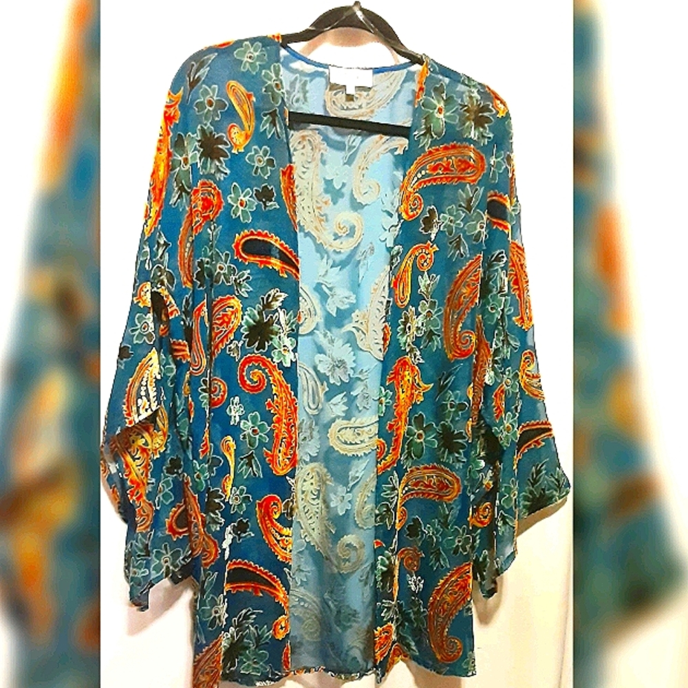 Flocked Paisley Bat Wing Jacket - S